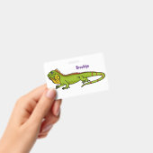 Badge Happy green iguana cartoon (Manuel / portable)