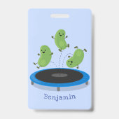 Badge Haricots verts mignons sur dessin animé trampoline (Dos)