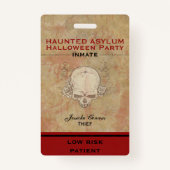 Badge Hauned Asylum Halloween Parti détenu 2 (Devant)