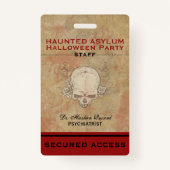 Badge Hauned Asylum Halloween personnel du parti (Devant)