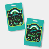 Badge Head Garden Gnome Gardener (Avant & arrière)