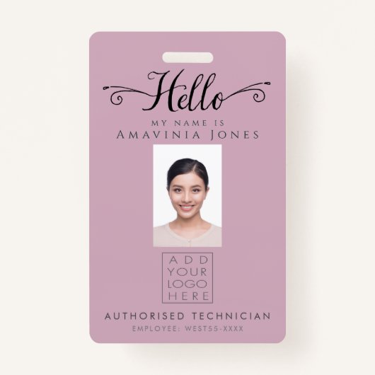 Badge Hello Business Photo ID Identification Plastic (Devant)