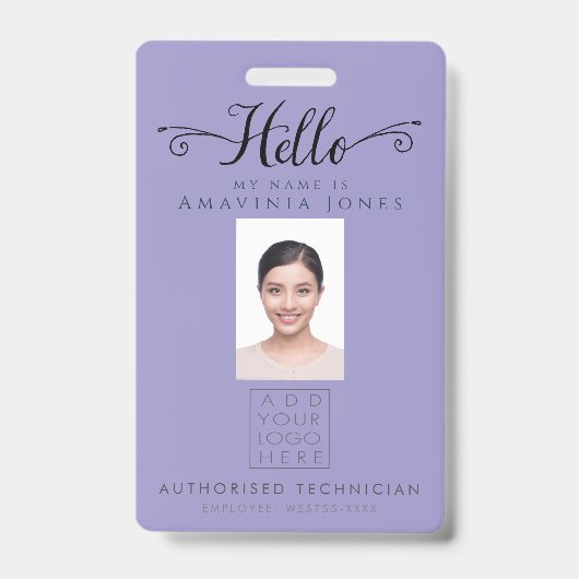 Badge Hello Business Photo ID Identification Plastic (Avant)