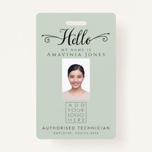 Badge Hello Business Photo ID Identification Plastic (Devant)