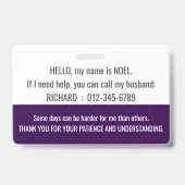 Badge hello i have NARCOLEPSY disability id (Arrière)