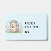 Badge Hérisson Mignon avec Lanterne Entreprise (Avant)