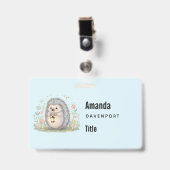 Badge Hérisson Mignon avec Lanterne Entreprise (Avant avec clip)