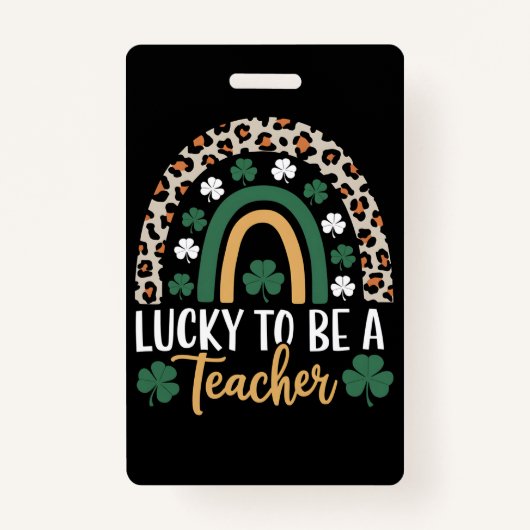 Badge Heureux d'être enseignant Rainbow St Patrick's Day (Devant)