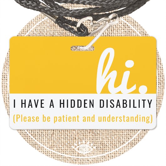 Badge hi j'ai une déficience cachée carte d'identité méd