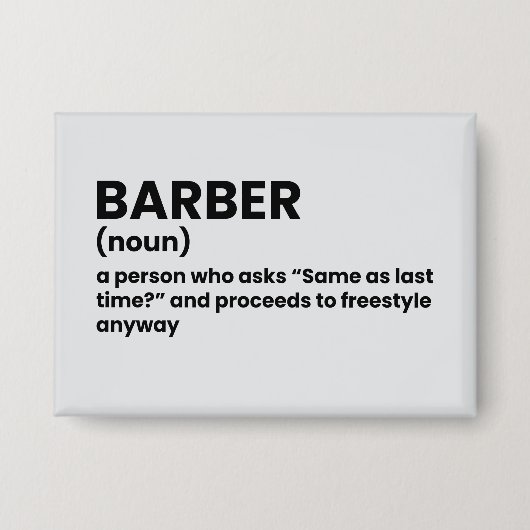 Badge Hilarious Barber Signification (Recto)