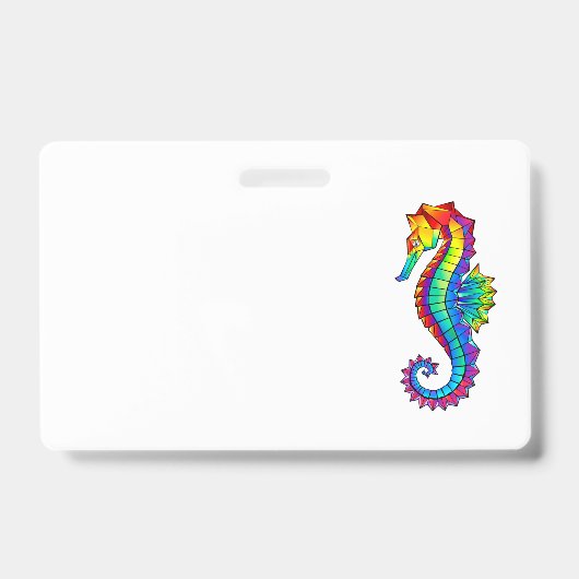 Badge Hippocampe polygonal arc-en-ciel (Avant)