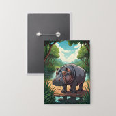 Badge Hippopotame au bord de la rivière (Recto/Verso)