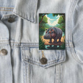 Badge Hippopotame au bord de la rivière (Insitu)