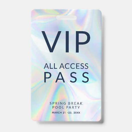 Badge Hologothique Pool Party VIP All Access Pass, événe (Avant)