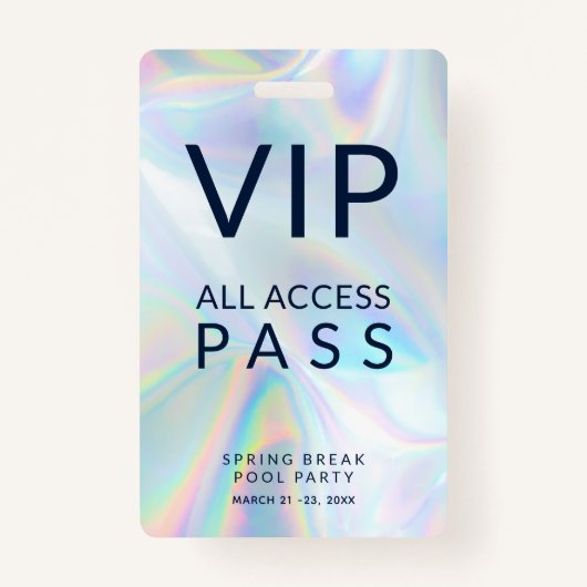 Badge Hologothique Pool Party VIP All Access Pass, événe (Devant)