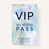 Badge Hologothique Pool Party VIP All Access Pass, événe (Dos)