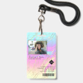 Badge Holographique | ID photo de l'employé Sécurité de  (Avant avec lanière)