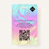 Badge Holographique | ID photo de l'employé Sécurité de (Dos)