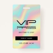 Badge Holographique Pastel Glam 21e Invitation VIP (Devant)
