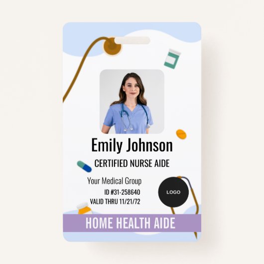 Badge Home Health Aide / Certified Nurse Aide Photo ID (Devant)