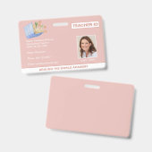 Badge Homeschool Enseignant ID Livre Fleurs (Recto et verso)