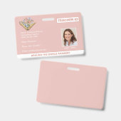 Badge Homeschool Enseignant ID Livre Fleurs (Recto et verso)