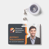 Badge Homme d'affaires souriant | Logo Finance | Code ba (Avant avec rétractable)