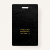 Badge Hommes coiffeur de salon personnalisées employé ph (Dos)