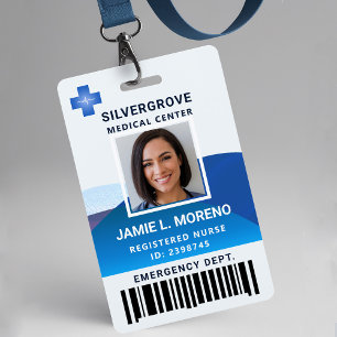 Badge Hôpital Clinique Logo Bleu Moderne Photo Infirmièr