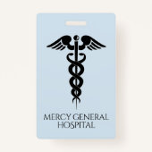 Badge Hôpital de Caduceus, chirurgien Médicale bleu (Dos)