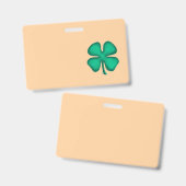 Badge horizontal Lucky 4 Leaf Irish Clover marron (Avant & arrière)