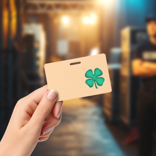 Badge horizontal Lucky 4 Leaf Irish Clover marron (Concert)