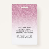 Badge Hot rose Ombre Parties scintillant Sweet 16th VIP (Dos)