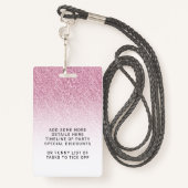 Badge Hot rose Ombre Parties scintillant Sweet 16th VIP (Derrière avec lanière)