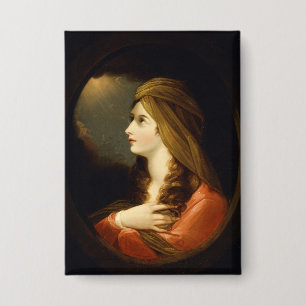 Badge Humeur Dame de Lumière Céleste Turban Rouge Art
