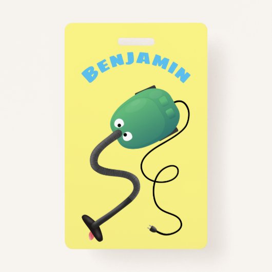 Badge Humour de dessin animé de l'aspirateur mignon (Devant)