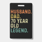 Badge Husband dad 70 Year old legend 70th birthday men (Back)