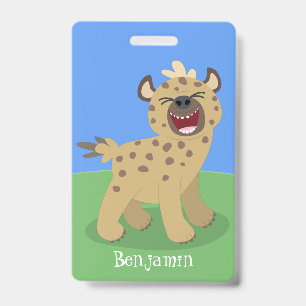 Badge Hyène drôle mignonne illustration de dessin animé 