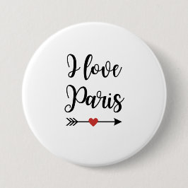Badge I love Paris Ronde Button 7,6 Cm