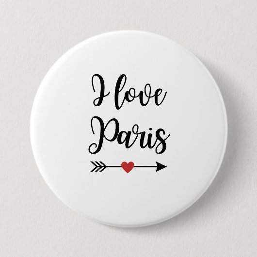 Badge I love Paris Ronde Button 7,6 Cm (Voorkant)