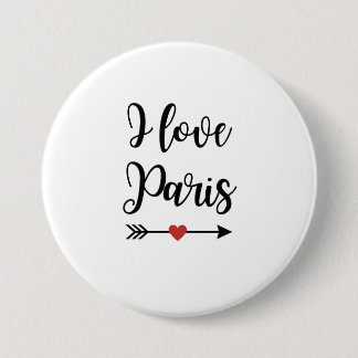 Badge I love Paris Ronde Button 7,6 Cm