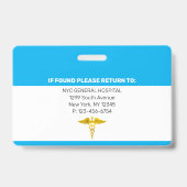 Badge ICU| Intensive Care Unit ID photo de l'employé (Back)