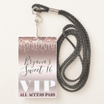 Badge Icy Rose Parties scintillant Gold Drips Sweet 16 V<br><div class="desc">Personnaliser pour tout événement.</div>