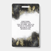 Badge ID Aquarelle Liquide Moderne Noir Et Or (Arrière)