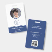 Badge ID Bleu Code QR Employé d'Entreprise (Avant & arrière)