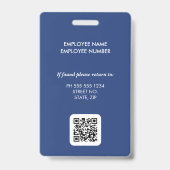 Badge ID Bleu Code QR Employé d'Entreprise (Arrière)