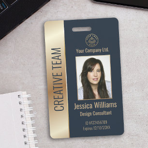 Badge ID bleu employé d'entreprise personnalisé