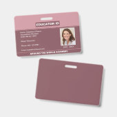 Badge ID Blush Pink Éducateur à domicile (Avant & arrière)
