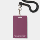 Badge ID Bourgogne Noir Nom & Entreprise (Arrière avec lanière)