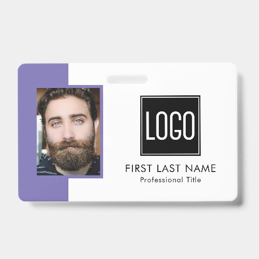 Badge ID bureau employé | Photo du logo violet (Face)